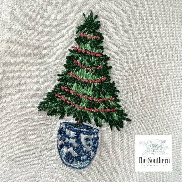 Hand-Embroidered Holiday Napkins (Set of 2)