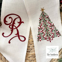 Load image into Gallery viewer, Linen Wreath/Basket Sash - Filigree Christmas Tree
