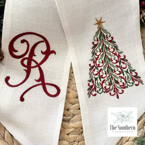 Linen Wreath/Basket Sash - Filigree Christmas Tree