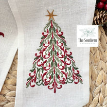 Load image into Gallery viewer, Linen Wreath/Basket Sash - Filigree Christmas Tree
