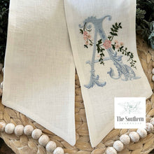 Load image into Gallery viewer, Linen Wreath/Basket Sash - Heirloom Monogram
