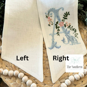 Linen Wreath/Basket Sash - Heirloom Monogram