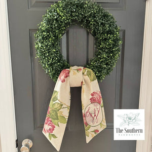 Linen Wreath/Basket Sash - Cabbage Rose Limited Edition Sash