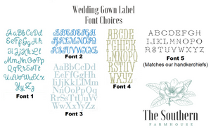 Linen Wedding Gown Labels