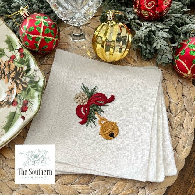 Four Christmas Napkins, beautifully made, large, new but still store vintage.